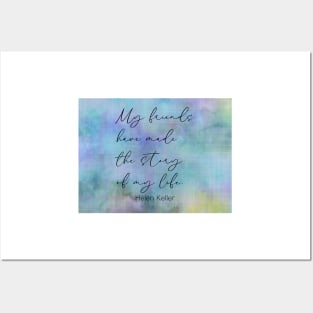 Friendship Quote Helen Keller On Blue Watercolor Posters and Art